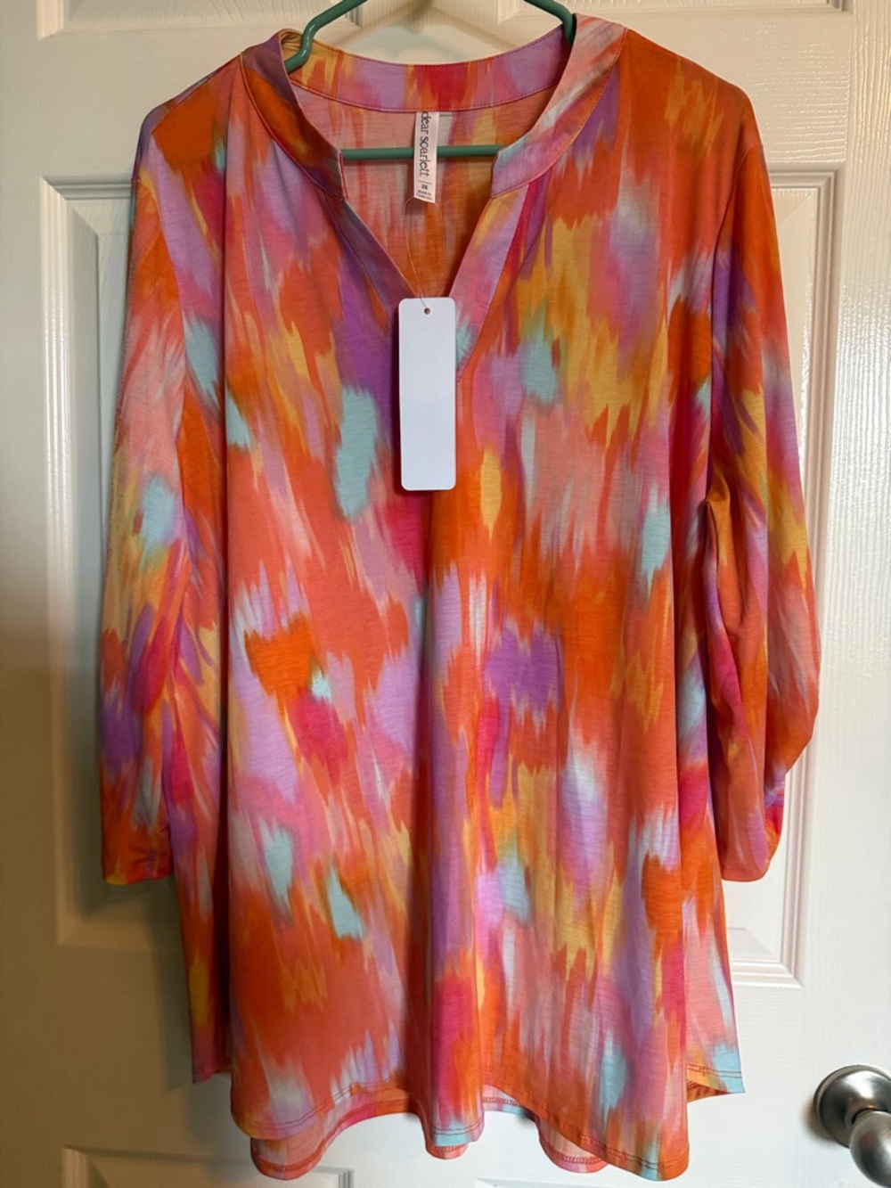 Dear Scarlett Orange Multi Print Tunic Top
